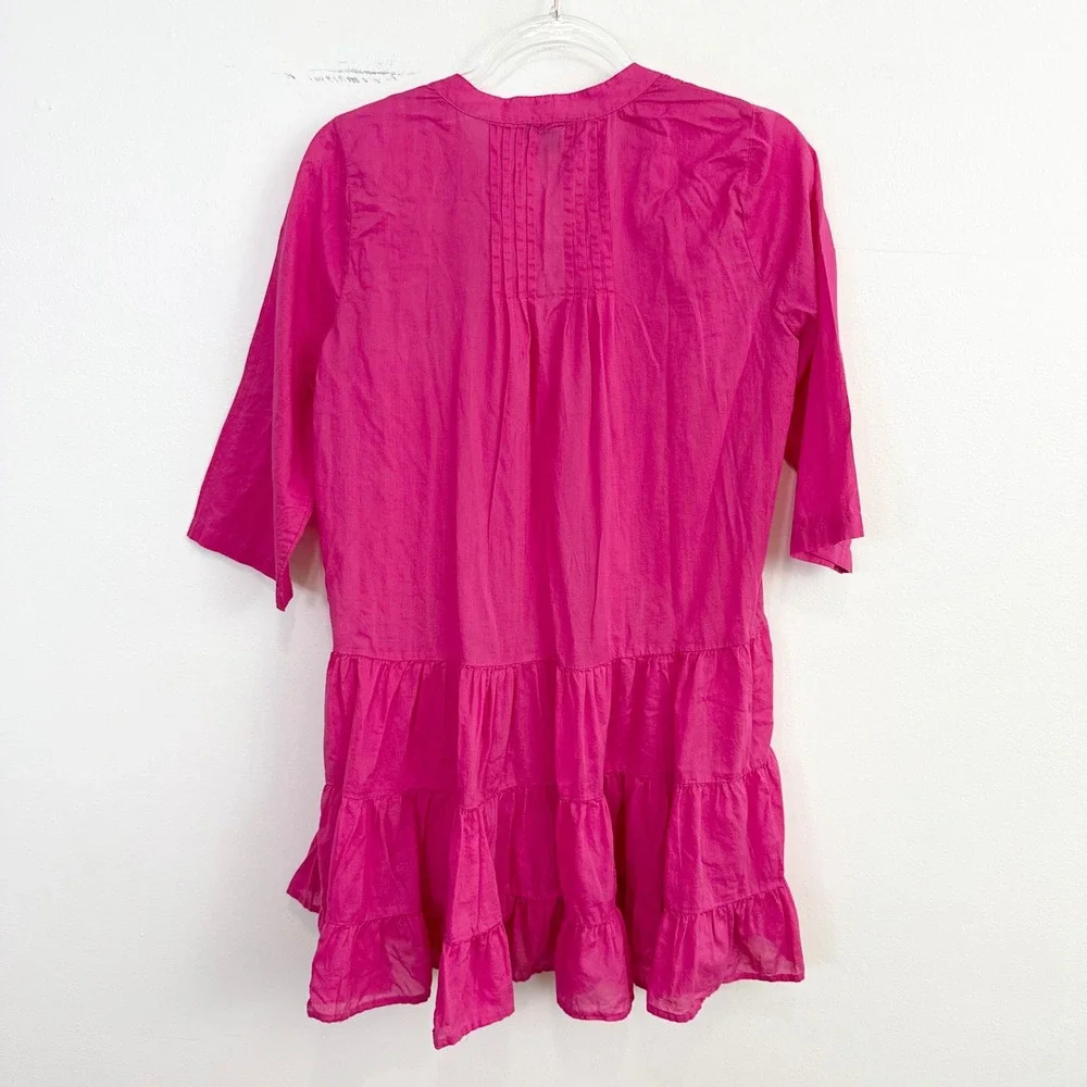 J.Crew 100% Cotton Pintuck Tiered Mini Dress Pink Size Small